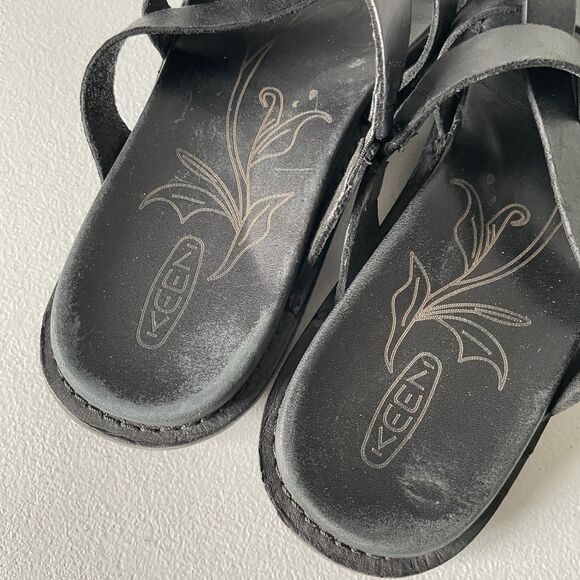 KEEN Sofia Slide Casual Sandals Black Leather Summer Comfort Women's Size 9 - Picture 6 of 11
